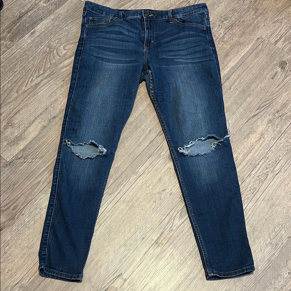 Hollister Dark Blue Ripped Skinny Jeans